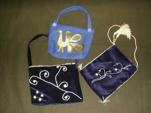 A selection of bags made by participants, which were displayed at the Get Creative exhibition.