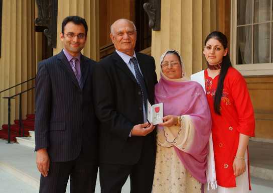 (centre) Muhammad Iqbal and his wife Gulzar Begum with (left) their son, Nadeem Iqbal, and (right)